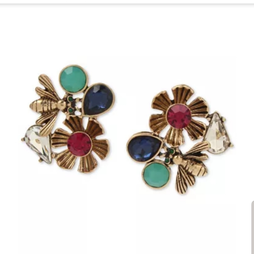 Betsey Johnson Bug & Flower Stud Earrings NWT